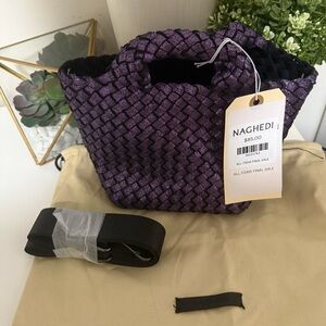 NEW Naghedi Purple Metallic St Barths Petite Tote